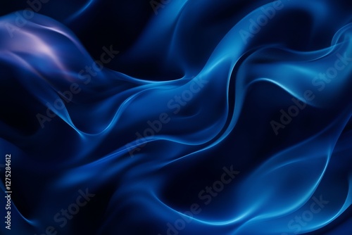 Wallpaper Mural Abstract blue waves flowing, dark background, digital art, website design Torontodigital.ca