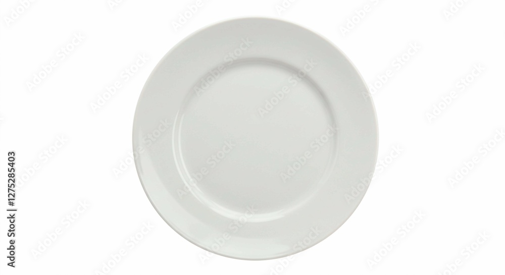 This image features a simple, round, and white dinner plate, perfect for showcasing culinary creations in a clean setting This image features a simple, round, and white dinner plate, perfect for showcasing culinary creations in a clean setting