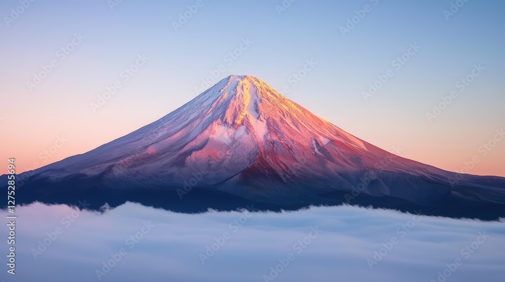 Majestic Mountain Peak Rising Above a Sea of Clouds at Sunrise Majestic Mountain Peak Rising Above a Sea of Clouds at Sunrise