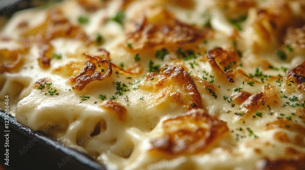 Creamy pasta bake, close-up, kitchen, rustic setting, food blog Creamy pasta bake, close-up, kitchen, rustic setting, food blog