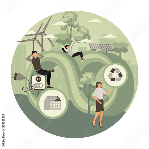 Green and sustainable environment with reusable energy source outline concept.