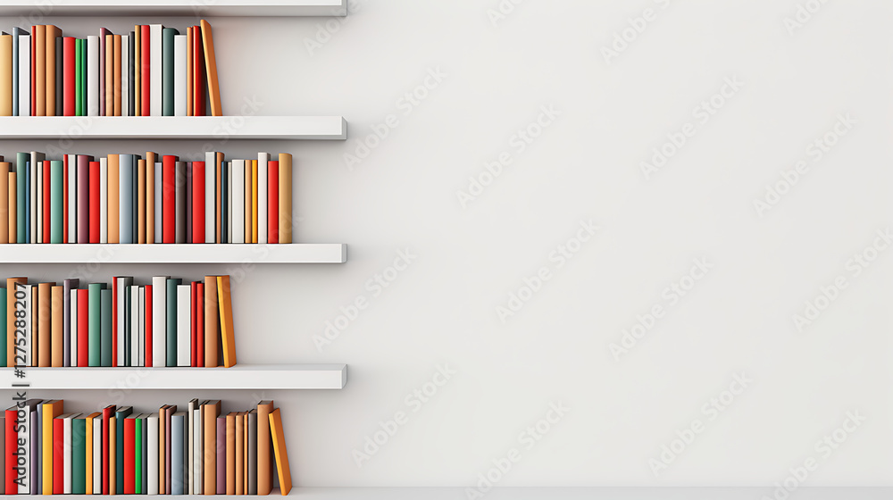 Colorful Books on White Floating Shelves (1) Colorful Books on White Floating Shelves (1)