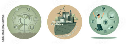 ESG concept with small tree. Ecosystem city and world environment day. Eco Friendly Practices.