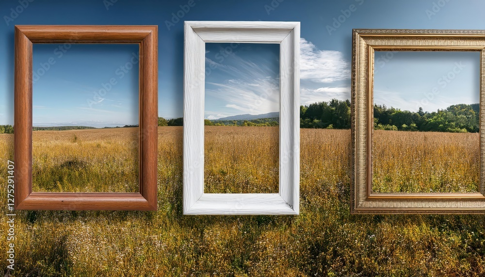 Fototapeta premium Vibrant Artistic Collage of Handcrafted Picture Frames, Showcasing a Blend of Textures, Colors, and Shapes in a Timeless Display