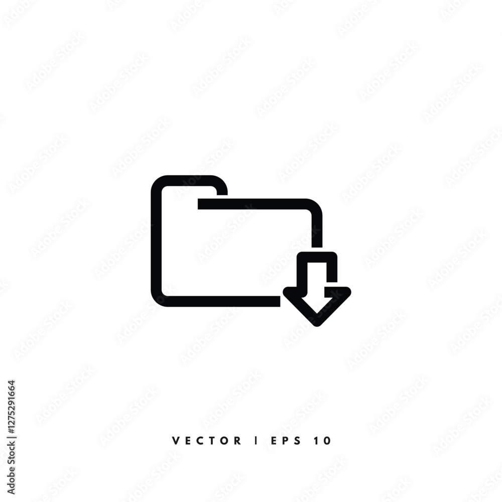 Folder Download Icon. Editable Stroke Folder Download Icon. Editable Stroke