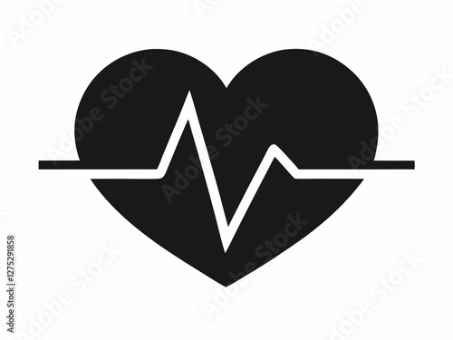 Heart beat icon. Heartbeat Heart and Cardiorgam. Heart Rhythm icon vector. Heartbeat silhouette vector Can be used for Cardiology
