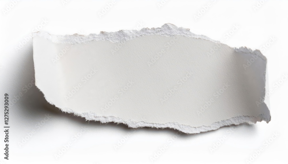 Pristine Tear in White Isolated Piece of Paper against a Crisp White Backdrop Embracing Simplicity and Serenity, Perfect for Minimalistic Designs or Digital Art. Pristine Tear in White Isolated Piece of Paper against a Crisp White Backdrop Embracing Simplicity and Serenity, Perfect for Minimalistic Designs or Digital Art.