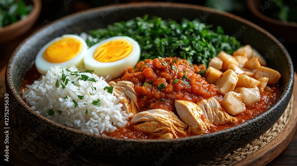 Delicious Chicken Stew with Rice, Eggs, and Greens: A Flavorful and Satisfying Meal Delicious Chicken Stew with Rice, Eggs, and Greens: A Flavorful and Satisfying Meal