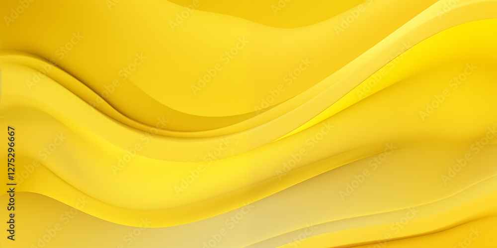 Obraz premium Bright yellow abstract wavy background with smooth gradients and flowing curves, ideal for designs.