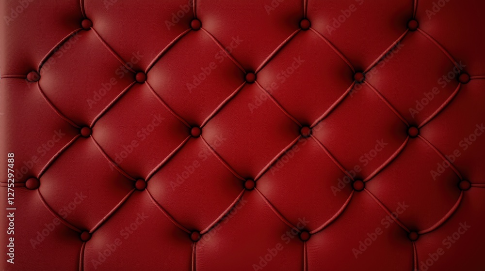 Elegant Red Upholstered Background with Quilted Design and Buttons Elegant Red Upholstered Background with Quilted Design and Buttons