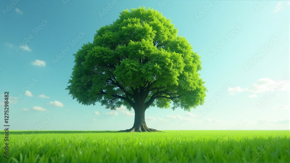 green tree on a meadow green tree on a meadow