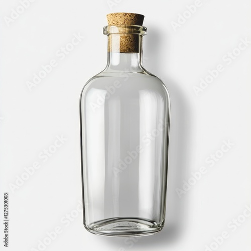 Wallpaper Mural Clear Glass Bottle with Cork Stopper on White Background Torontodigital.ca