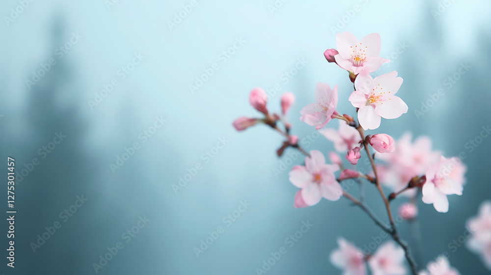 Obraz premium Delicate Pink Cherry Blossoms in Soft Focus