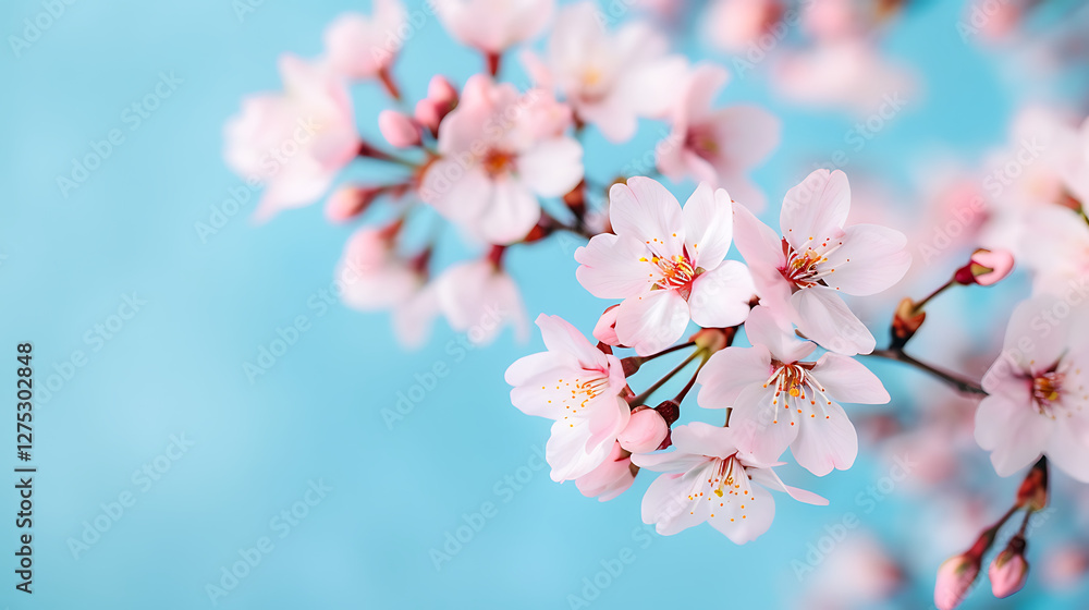 Delicate Pink Cherry Blossoms on Blue Background (6) Delicate Pink Cherry Blossoms on Blue Background (6)