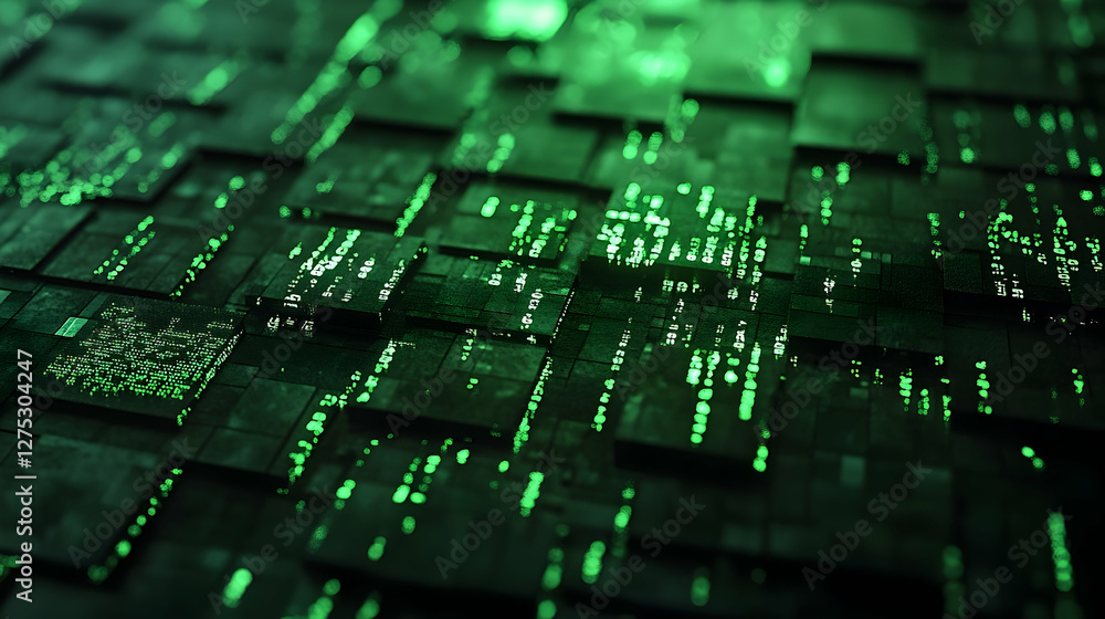 Abstract Green Digital Data Flow Background Abstract Green Digital Data Flow Background