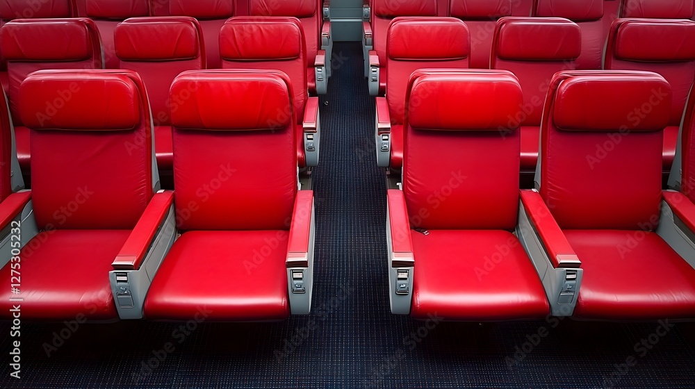 Obraz premium red train seats interior view