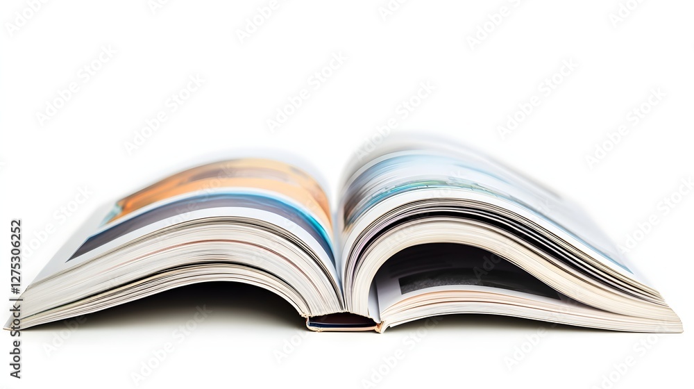 open magazine on white background open magazine on white background