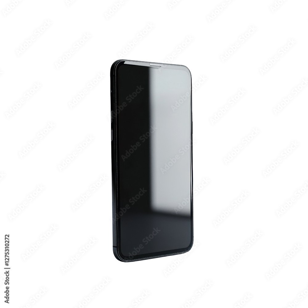 Close-up of a modern smartphone with a sleek black screen design Close-up of a modern smartphone with a sleek black screen design