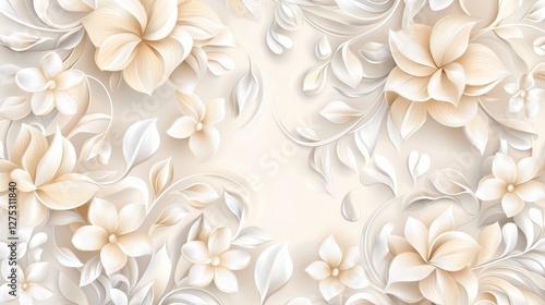 Elegant floral vector pattern, seamless design with intricate details and soft pastel tones