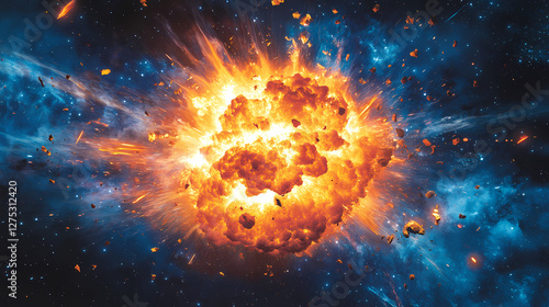 Wallpaper Mural Cosmic Explosion: A Fiery Core in Deep Space Torontodigital.ca