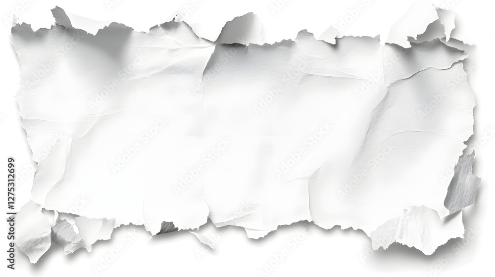Unique abstract arrangement featuring torn and ripped white paper pieces with natural rough edges set against a deep black background providing an edgy and contemporary look for modern designs art Unique abstract arrangement featuring torn and ripped white paper pieces with natural rough edges set against a deep black background providing an edgy and contemporary look for modern designs art