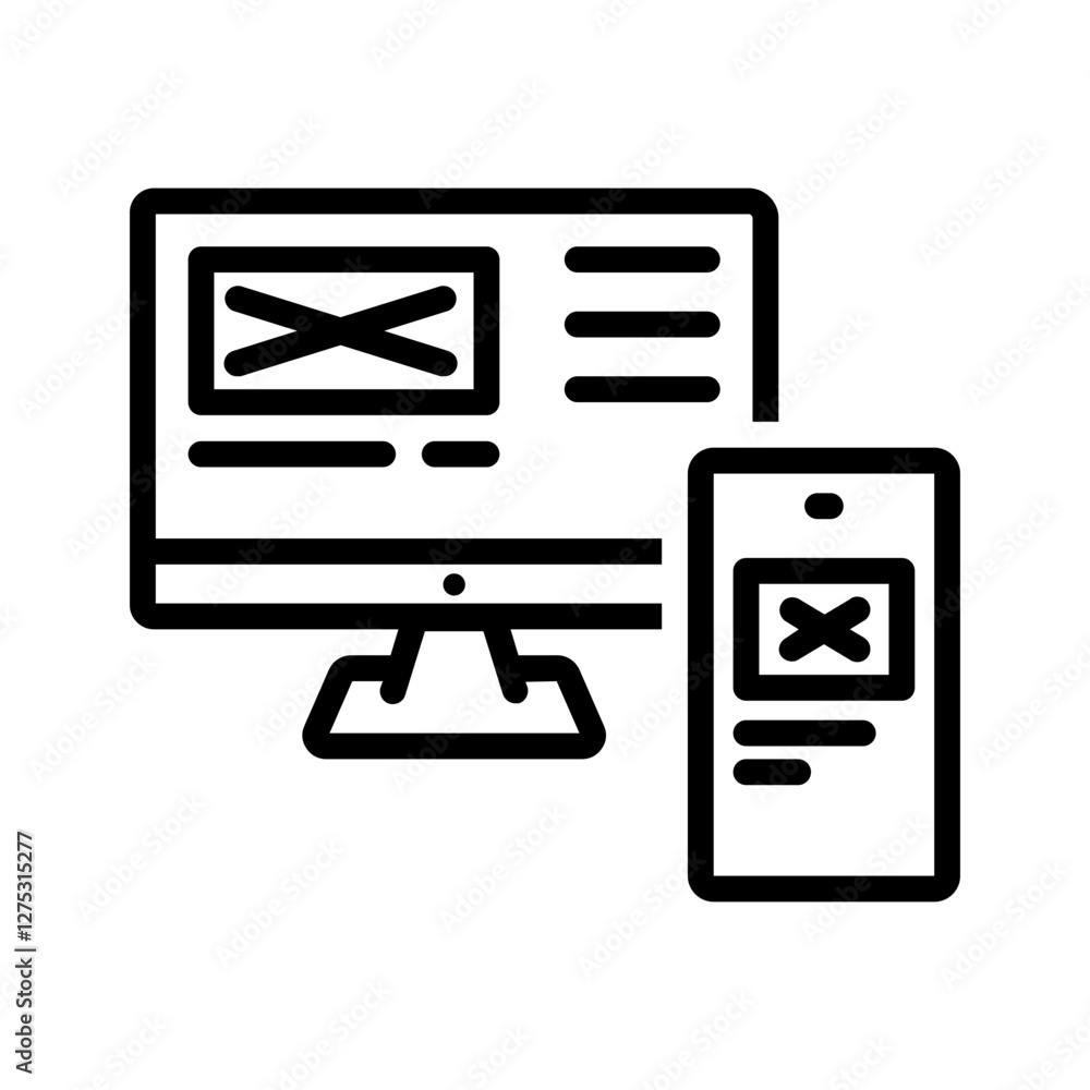 Vector black line icon for Mobile responsive Vector black line icon for Mobile responsive