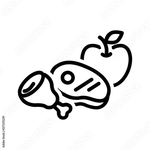 Vector black line icon for Paleo diet