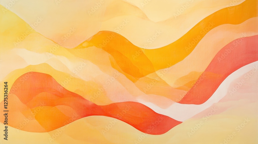 Abstract Orange Yellow and White Waves Painting Abstract Orange Yellow and White Waves Painting