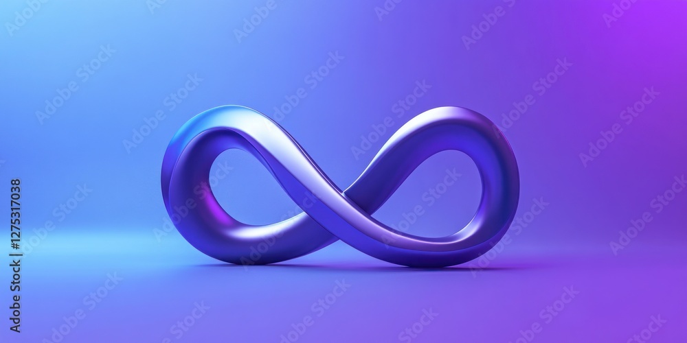 3D metallic infinity symbol on blue background. 3D metallic infinity symbol on blue background.