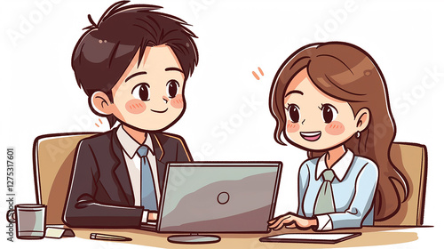 tow business people in office on laptop