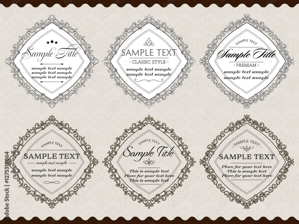 Obraz premium クラシックなボタニカル装飾のフレームセット