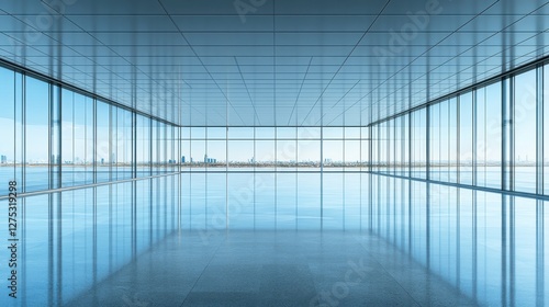 Wallpaper Mural Modern Empty Office Space with Panoramic City Views and Glass Walls Torontodigital.ca