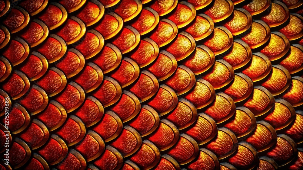 Abstract fish scale background in red-gold, creating a striking silhouette pattern. Abstract fish scale background in red-gold, creating a striking silhouette pattern.