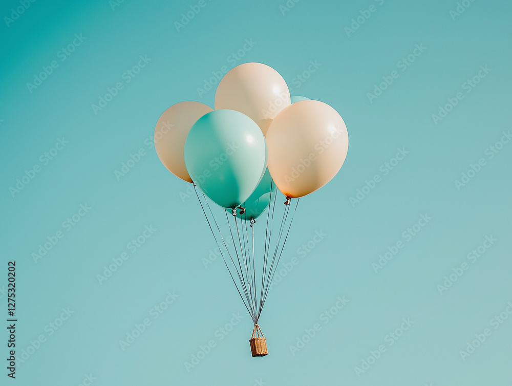 Fototapeta premium 하늘색, 핑크색 풍선 sky-blue balloons 2