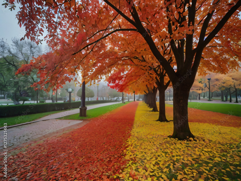 Naklejka premium autumn trees in the park