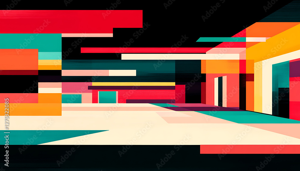 Obraz premium Abstract Geometric Cityscape Composition