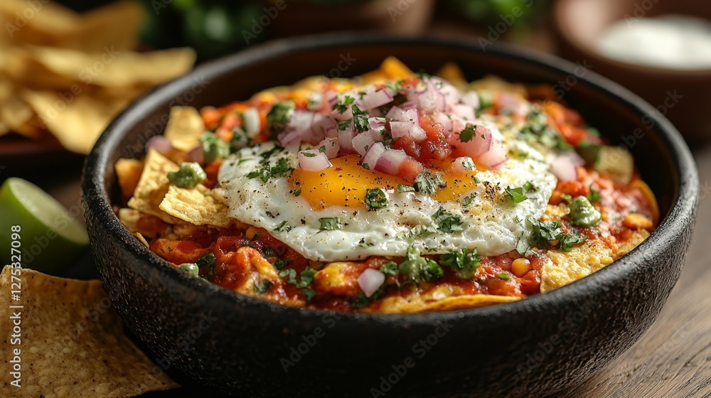 Delicious Dish with Fried Eggs Salsa and Fresh Herbs. Generative AI Delicious Dish with Fried Eggs Salsa and Fresh Herbs. Generative AI