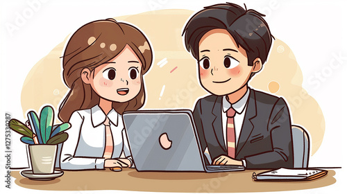 tow business people in office on laptop