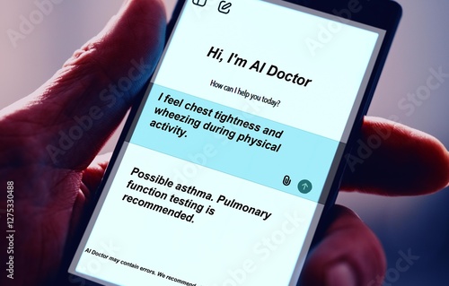 Artificial Intelligence-Based Healthcare Mobile App I feel chest tightness and wheezing during physical activity. photo
