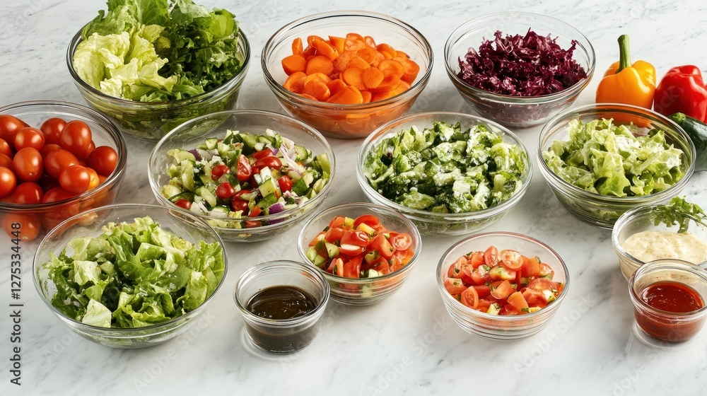 Delicious and Healthy Salad Bar: Fresh Ingredients, Vibrant Colors Delicious and Healthy Salad Bar: Fresh Ingredients, Vibrant Colors