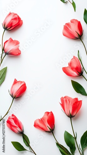 A picture of flower placed on a clean white background with space for text