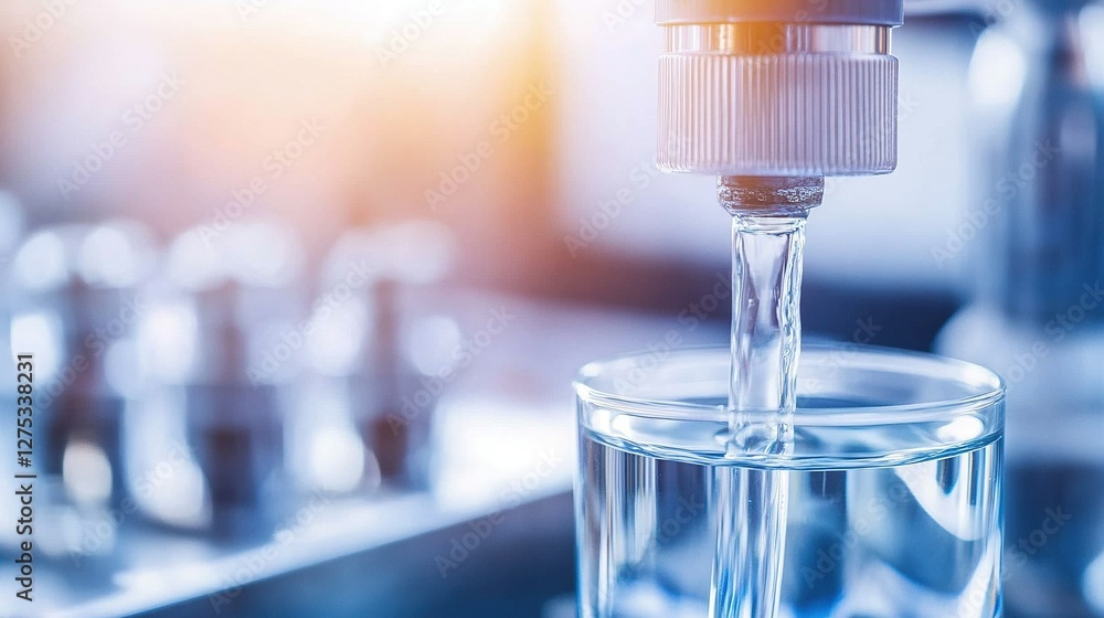 Pure Water Pouring into Glass Hydration Clean Drinking Water Pure Water Pouring into Glass Hydration Clean Drinking Water