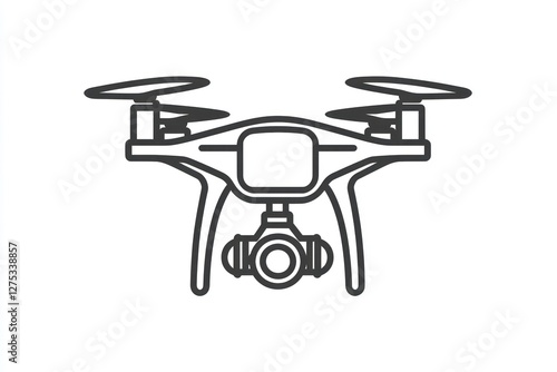 3D line icon representing a drone camera designed for aerial photo captures.