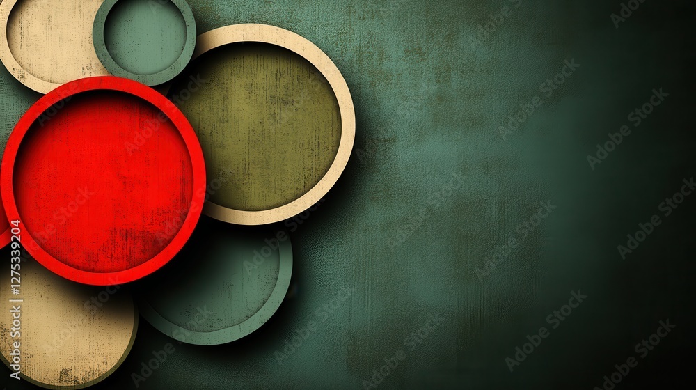 Abstract design with colorful circular shapes on textured background Abstract design with colorful circular shapes on textured background