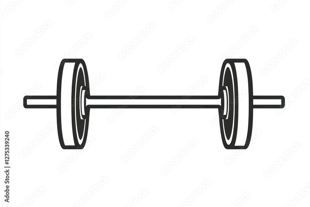 3D barbell icon for strength training, fitness-focused design on white background. 3D barbell icon for strength training, fitness-focused design on white background.