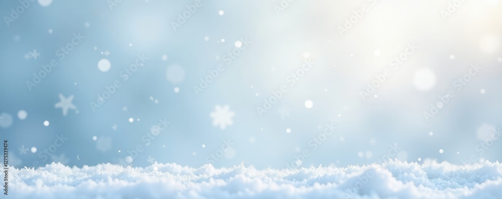 Simple white snowflakes falling gently on a plain background, frosty, cold, flakes Simple white snowflakes falling gently on a plain background, frosty, cold, flakes