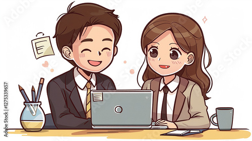 tow business people in office on laptop