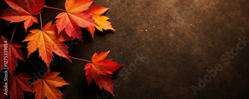 Sepia toned maples leaf isolated on dark brown, maples, autumn, fall