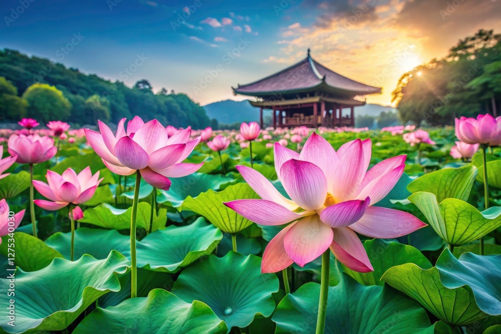 Samiwon Festival: A wallpaper of stunning, fully bloomed lotuses. Samiwon Festival: A wallpaper of stunning, fully bloomed lotuses.