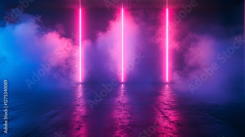 Wallpaper Mural Colorful Neon Lights with Fog in Dark Atmosphere for Backgrounds Torontodigital.ca